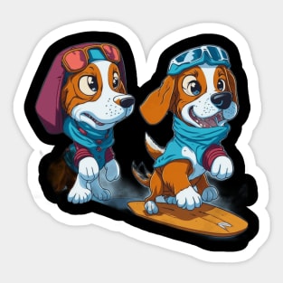 Twin Puppies' Adorable Adventures in World of Cuteness Sticker